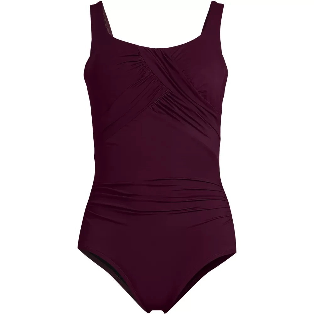 Lands' End Slender Carmela Tummy Control One-Piece Swimsuit Size 18D Purple